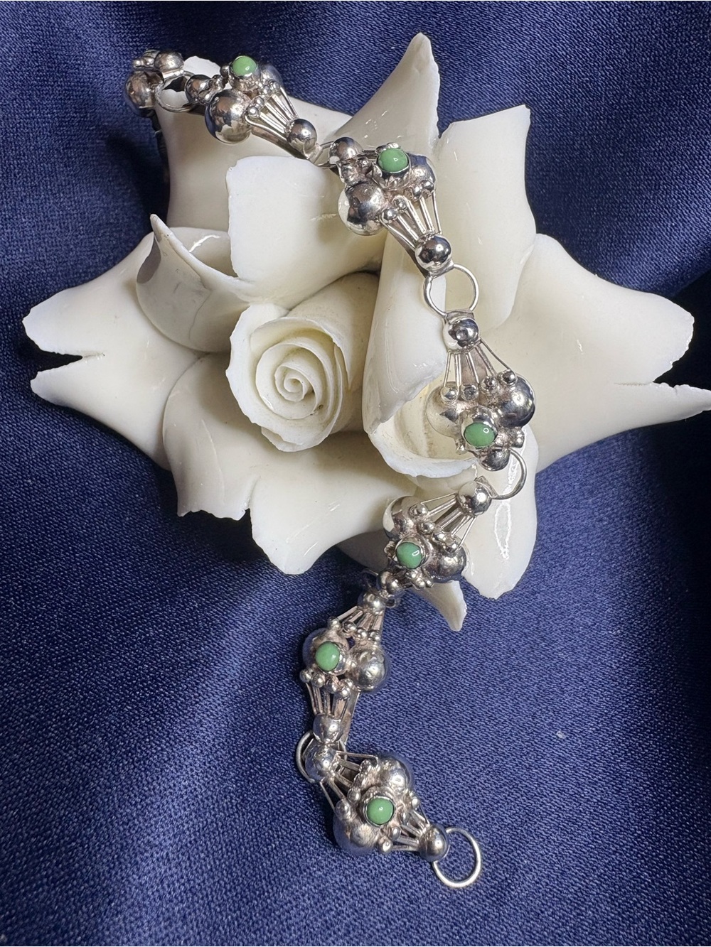Bracelet Signed Mexico Sterling Silver Bracelet with Turquoise Stone Vintage